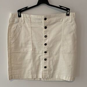 Kut from the Kloth Ivory Skirt cotton mini rivet buttons nwt  size 12